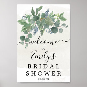 Dusty Blue Eucalyptus Bridal Shower Welcome Sign