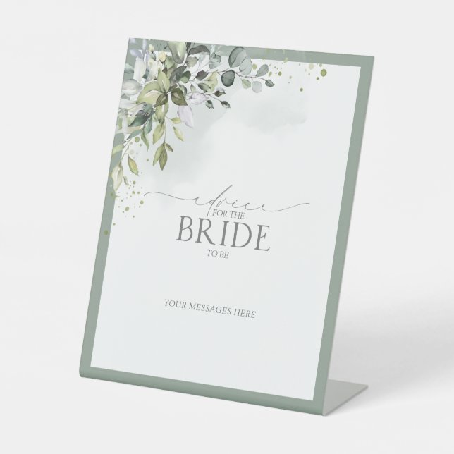 Dusty Blue Eucalyptus Floral Advice To The Bride Pedestal Sign (Front)