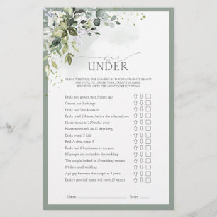 Dusty Blue Eucalyptus Floral Bridal Shower Game