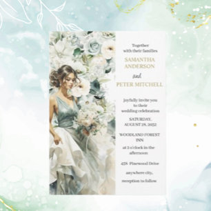 Dusty Blue Eucalyptus Gr wedding theme invitation