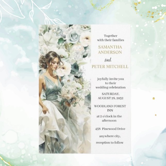 Dusty Blue Eucalyptus Gr wedding theme invitation (Discover elegant and modern wedding invitations with floral and rustic themes.  )