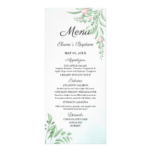 Dusty Blue Eucalyptus Greenery Baptism Menu Card