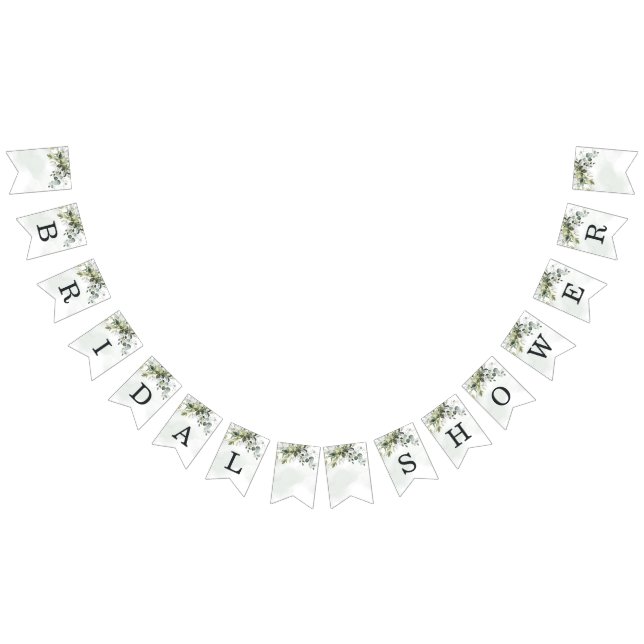 Dusty Blue Eucalyptus Greenery Boho Bridal Shower Bunting (All)