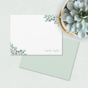 Dusty Blue Eucalyptus Greenery Boho Stationery Card
