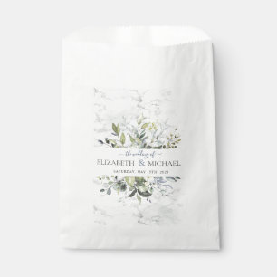 Dusty Blue Eucalyptus Greenery Botanical Marble Favour Bags