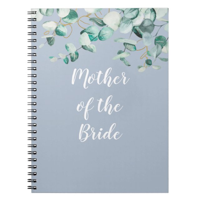 Dusty Blue Eucalyptus Greenery BRIDAL PARTY Gifts Notebook (Front)