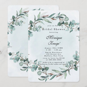 Dusty Blue Eucalyptus Greenery Bridal Shower Invitation