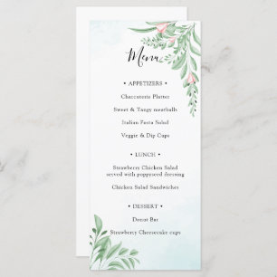 Dusty Blue Eucalyptus Greenery Bridal Shower Menu