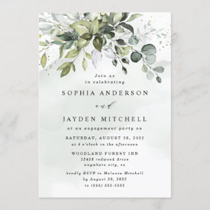Dusty Blue Eucalyptus Greenery Engagement Party Invitation