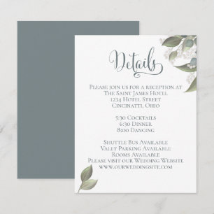 Dusty Blue Eucalyptus Greenery Foliage Details Enclosure Card