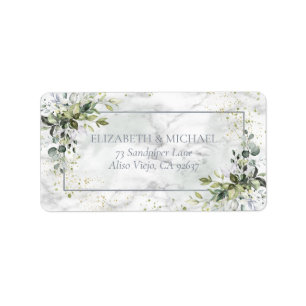 Dusty Blue Eucalyptus Greenery Marble Address Label