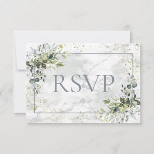 Dusty Blue Eucalyptus Greenery Marble No Menu RSVP