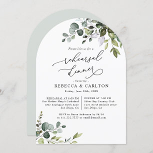 Dusty Blue Eucalyptus Greenery Rehearsal Dinner Invitation