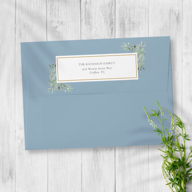 Dusty Blue Eucalyptus Greenery Return Address Envelope (Creator Uploaded)