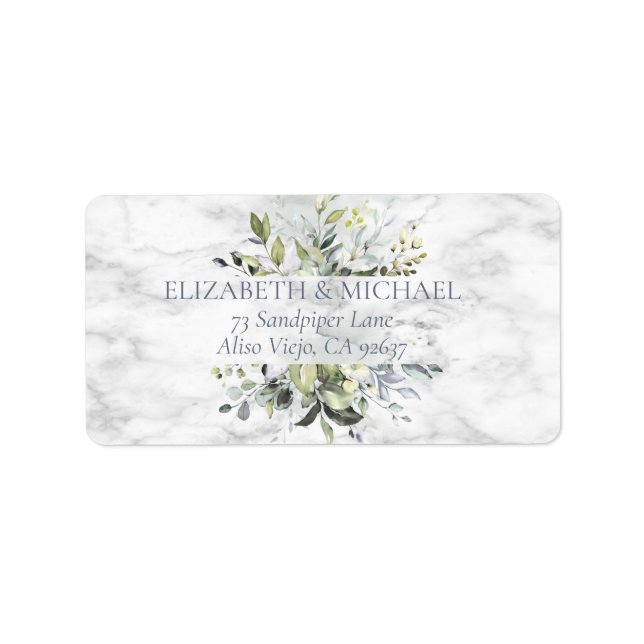 Dusty Blue Eucalyptus Greenery Succulent Address Label (Front)