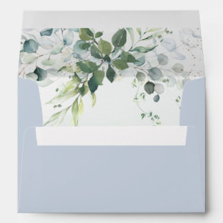 Dusty Blue Eucalyptus Greenery Succulent Wedding E Envelope