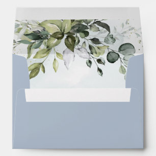 Dusty Blue Eucalyptus Greenery Succulent Wedding Envelope