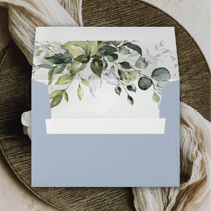 Dusty Blue Eucalyptus Greenery Succulent Wedding Envelope