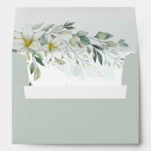 Dusty Blue Eucalyptus Greenery Succulent Wedding Envelope