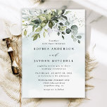 Dusty Blue Eucalyptus Greenery Succulent Wedding Invitation<br><div class="desc">This design is available with two different dusty blue shades.  One option is more dustier than the other and leans towards a grey-dusty blue.  This one that you are currently viewing leans more towards blue for the watercolor splashes.  Compare each on-screen preview for a perfect match when it comes to...</div>