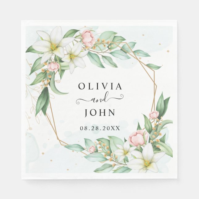 Dusty Blue Eucalyptus Greenery Succulent Wedding Napkin (Front)