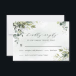 Dusty Blue Eucalyptus Greenery Succulent Wedding RSVP Card<br><div class="desc">Design features a bouquet of watercolor greenery,  eucalyptus and a succulent over a dusty blue watercolor splash. Design also features specks of painted (printed) gold and green. View the collection link on this page to see all of the matching items in this beautiful design.</div>