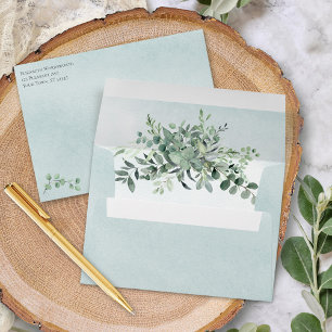 Dusty Blue Eucalyptus Greenery Wedding Envelope