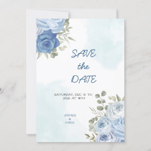 Dusty Blue Eucalyptus Greenery Wedding I Invitation