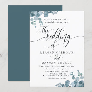 Dusty Blue Eucalyptus Greenery Wedding Invitation
