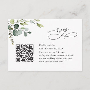 Dusty Blue Eucalyptus Greenery Wedding RSVP Card