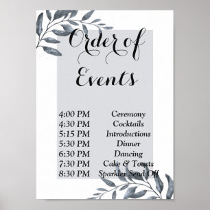 Dusty Blue Eucalyptus  Order of Events Poster