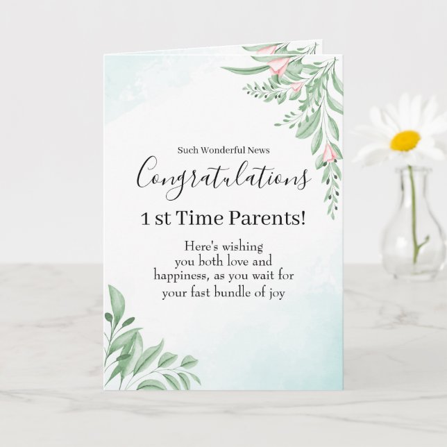Dusty Blue Eucalyptus Pregnancy Congratulations Card (Small Plant)