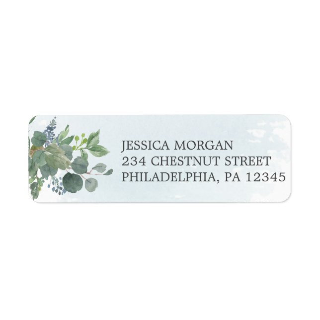 Dusty Blue Eucalyptus Return Address Label (Front)