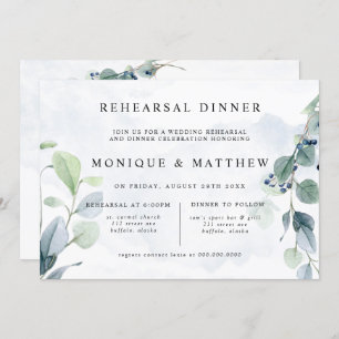 Dusty Blue Eucalyptus Rustic Rehearsal Dinner Invitation