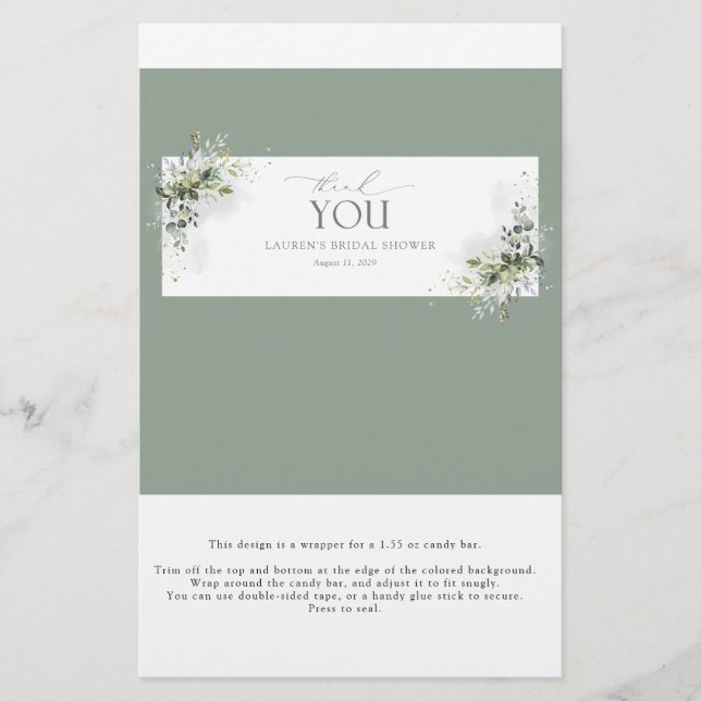 Dusty Blue Eucalyptus Shower Candy Bar Wrapper (Front)