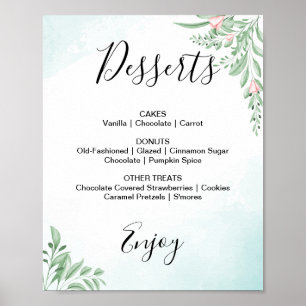 Dusty Blue Eucalyptus Wedding Dessert Menu Sign