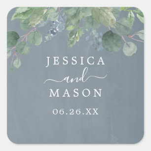 Dusty Blue Eucalyptus Wedding Favour Stickers