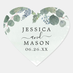 Dusty Blue Eucalyptus Wedding Favour Stickers