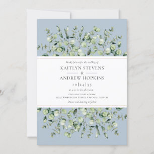Dusty Blue Eucalyptus Wedding Invitation