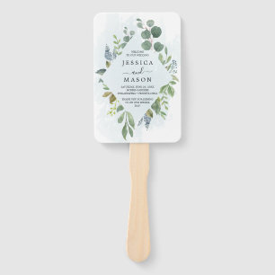 Dusty Blue Eucalyptus Wedding Program Fan
