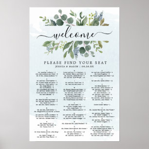 Dusty Blue Eucalyptus Wedding Seating Chart Sign