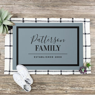 Dusty Blue Family Monogram Doormat
