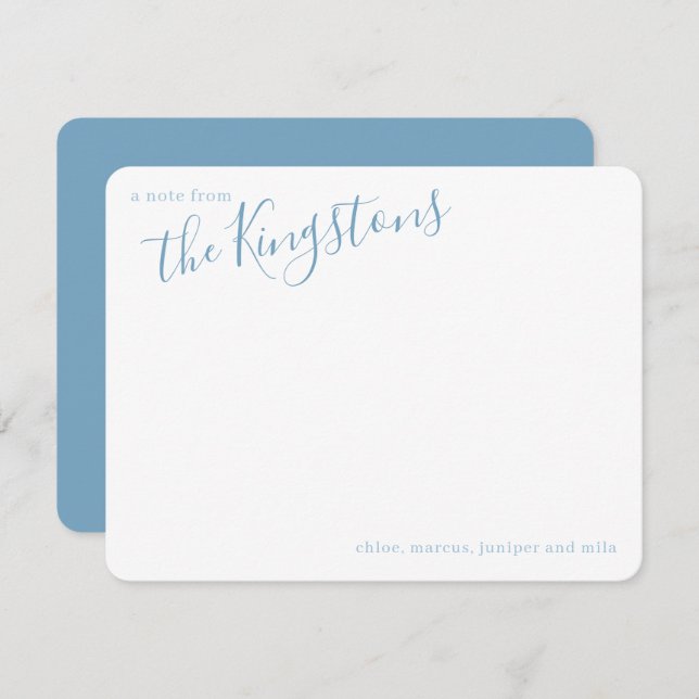 Dusty Blue Family Name Script Note Card (Front/Back)