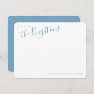 Dusty Blue Family Name Script Note Card