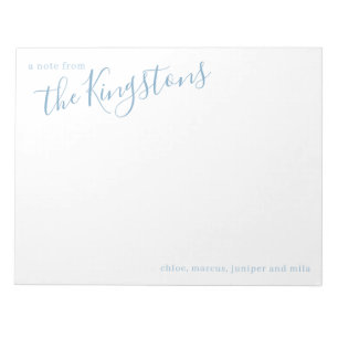 Dusty Blue Family Name Script  Notepad