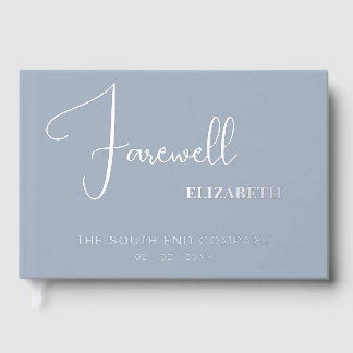 Dusty Blue Farewell Leaving Party Retirement Guest Book