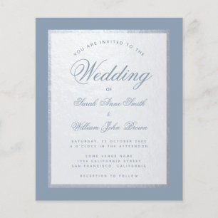 Dusty Blue Faux Silver Budget Wedding Invitation