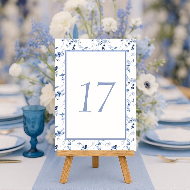 Dusty Blue Fine Art Floral Wedding Table Number  (Creator Uploaded)
