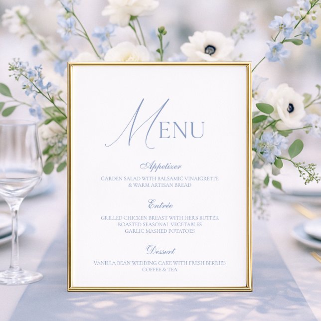 Dusty Blue Fine Art Wedding Menu Card (Creator Uploaded)