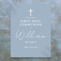 Dusty Blue First Holy Communion Welcome Sign